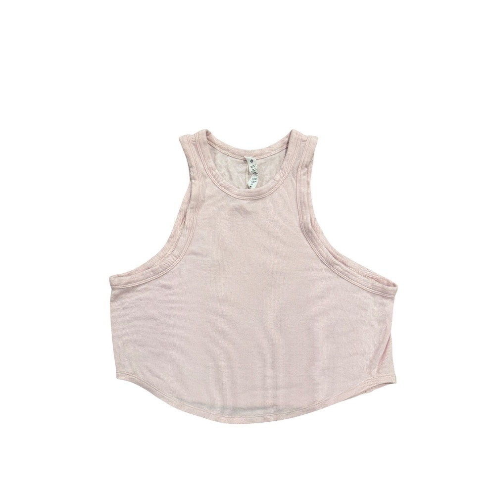 Lululemon Hold Tight‎ Cropped Ribbed Tank Top Flush Pink LW1ED6S Size  Racerback